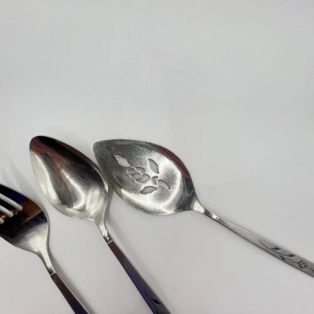 VTG Oneida Craft Deluxe Stainless Capistrano Rose 3 pieces fork spoon pie